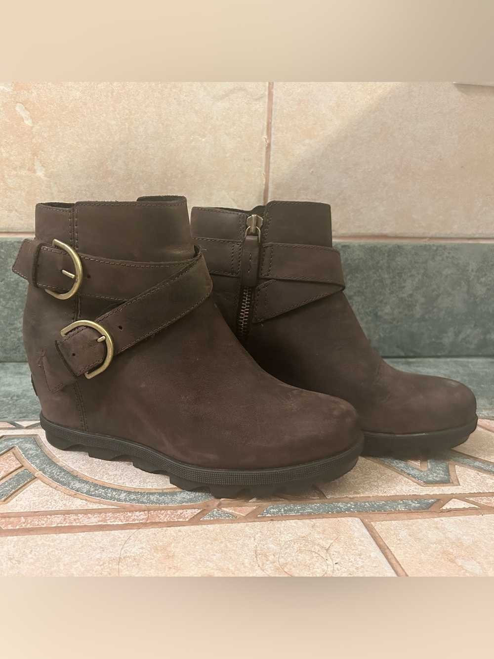 Sorel Women's Dark Brown Wedge Ankle Boots
